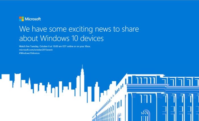  6 октября Microsoft представит новые устройства на Windows 10