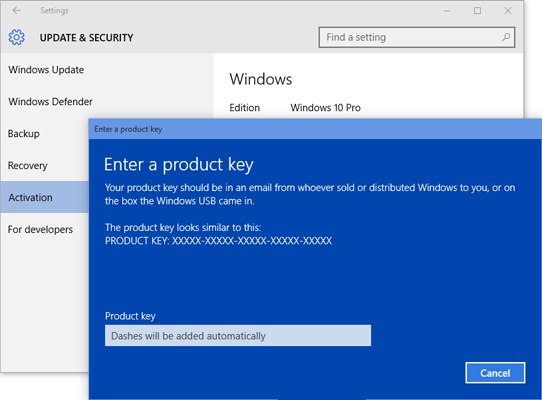 Windows 10 можно будет активировать вручную ключом от Windows 7, 8 или 8.1